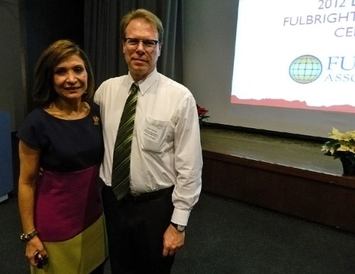 Dr. Ana Gil García and Ronald Harvey, Secretary of the Chicago Chapter 