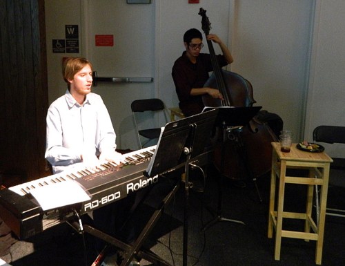A Columbia College trio played jazz music at the Holiday event