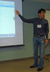 Chicago Chapter vice president Elio Leturia presenting on website and blog management