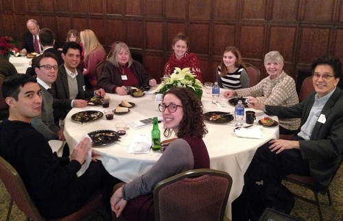 Fulbright students, scholars and association members at the holiday celebration