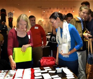 Board members Kari Burnett and Cristina Sisson at the reception table