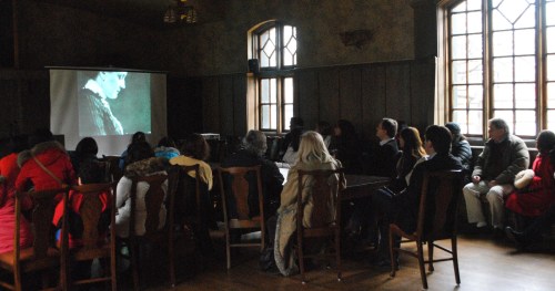 Fulbright Scholars and Friends viewing a documentary film about Jane Adams