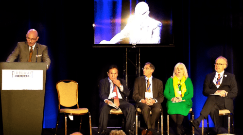 Tom Healy, Chairman of the J. William Fulbright Foreign Scholarship Board adressess the audience