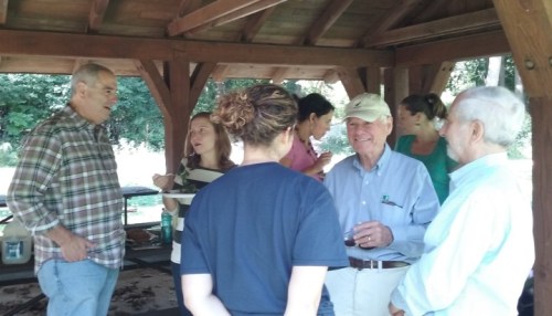 Dr. Lowell Culver in a lively conversation with other members of the Fulbright Chicago Chapter