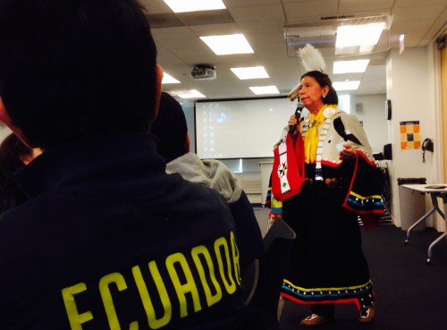 Dr. Dorene Wiese presenting on the Native American realities in the U.S. for International Education Week.