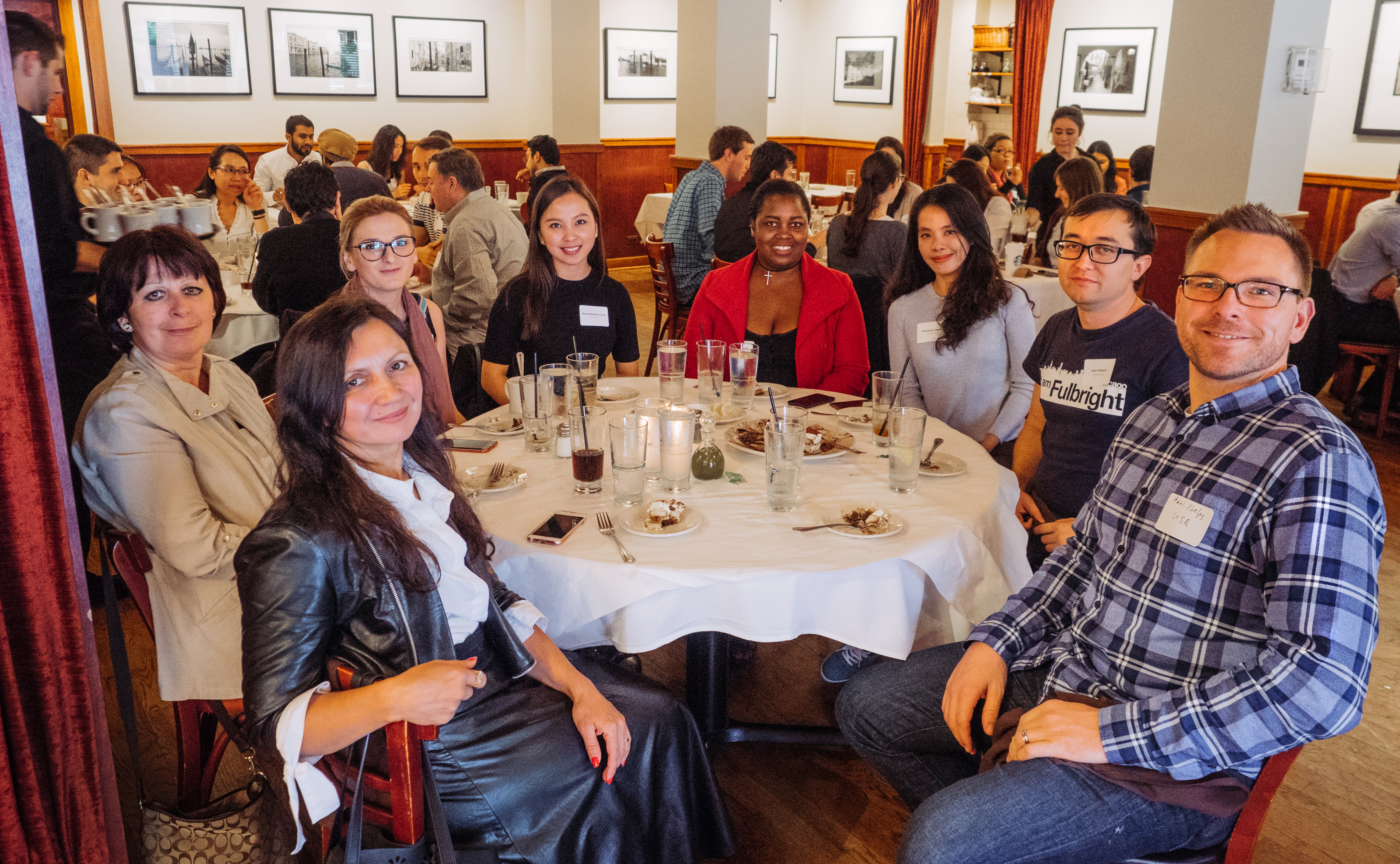 Fulbright students and scholars at Francesca's Restaurant in Little Italy